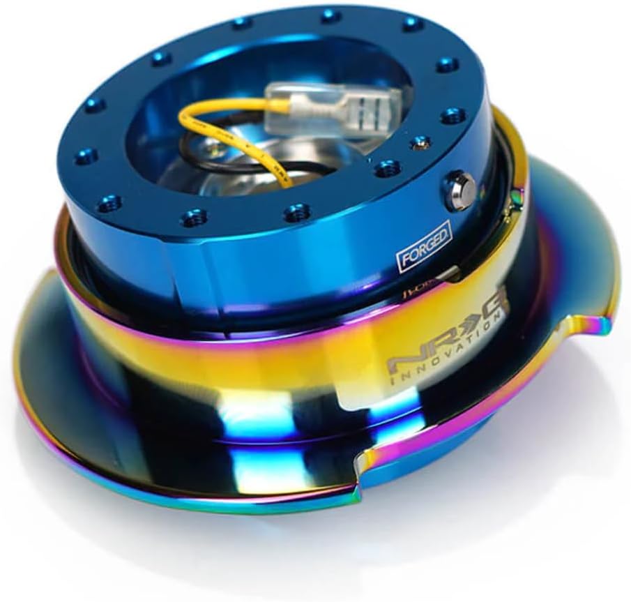 NRG Innovations NRG-SRK-250BL-MC Gen 2.5 Race Steering Wheel Quick Release Kit Adapter Blue Body/Neo Chrome Ring, 6x70 and 6x74mm Bolt Patterns