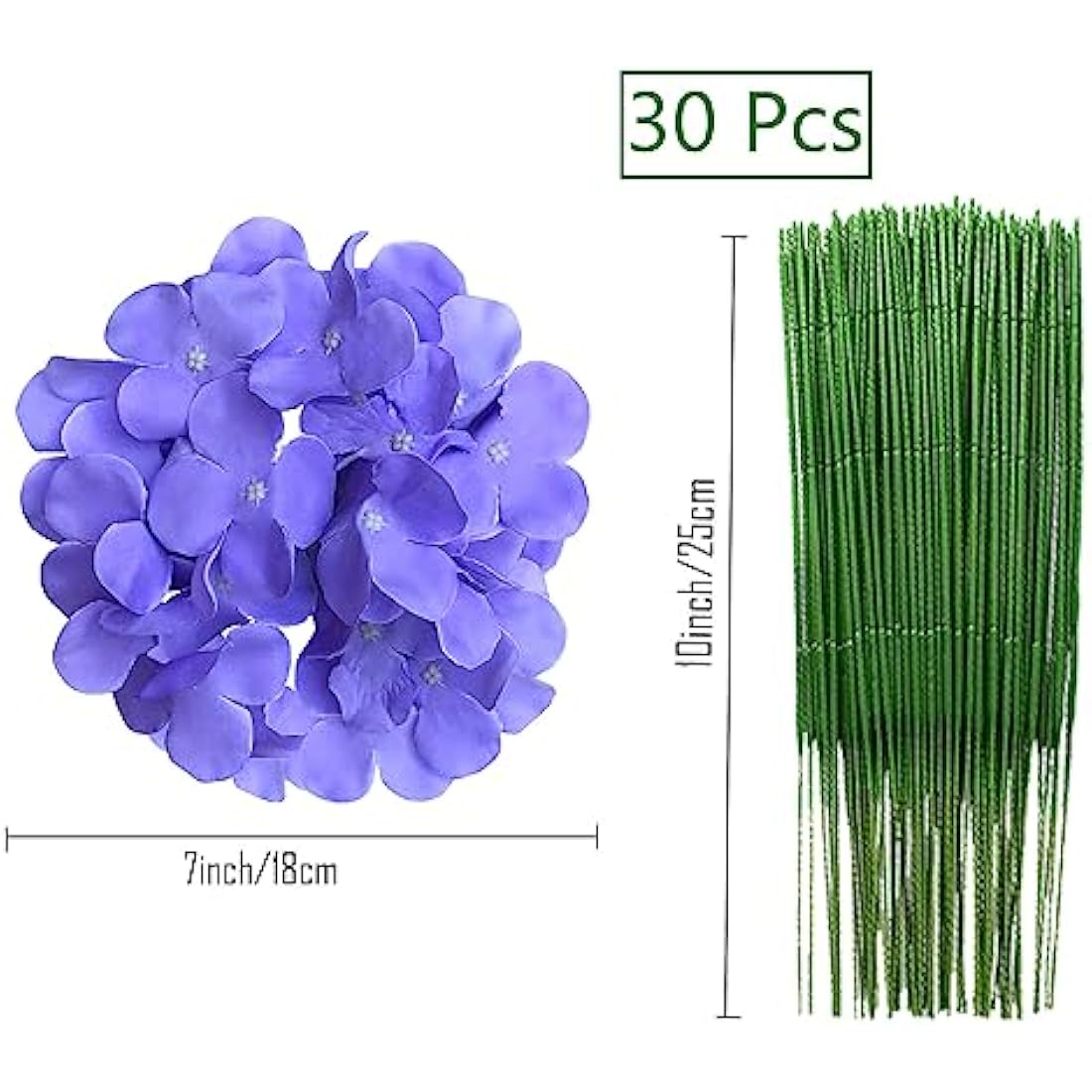 FagusHome 30 Pcs Silk Hydrangea Heads Artificial Flowers Heads and Stems Fake Hydrangea Flowers for Home Wedding Decor (Light Purple)