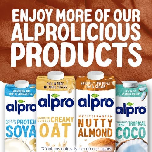 Alpro Chocolate Soya Plant-Based Long Life Drink - Vegan Dairy Free & Lactose Free Milk Alternative - 1L (Pack of 8)
