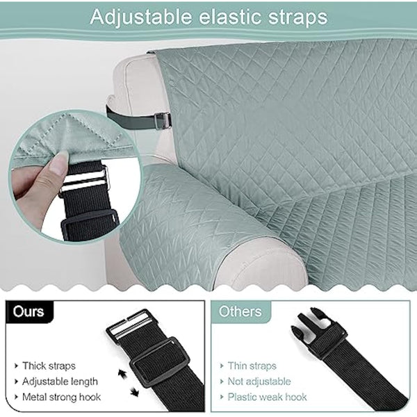 TAOCOCO Sofa Covers 100% Waterproof Sofa Slipcovers 3 Seater,Non Slip Cover for Kids/Dogs/Pets,Washable Sofa Protector with Elastic Strap(Mint Green,UPDATE of Cloth)