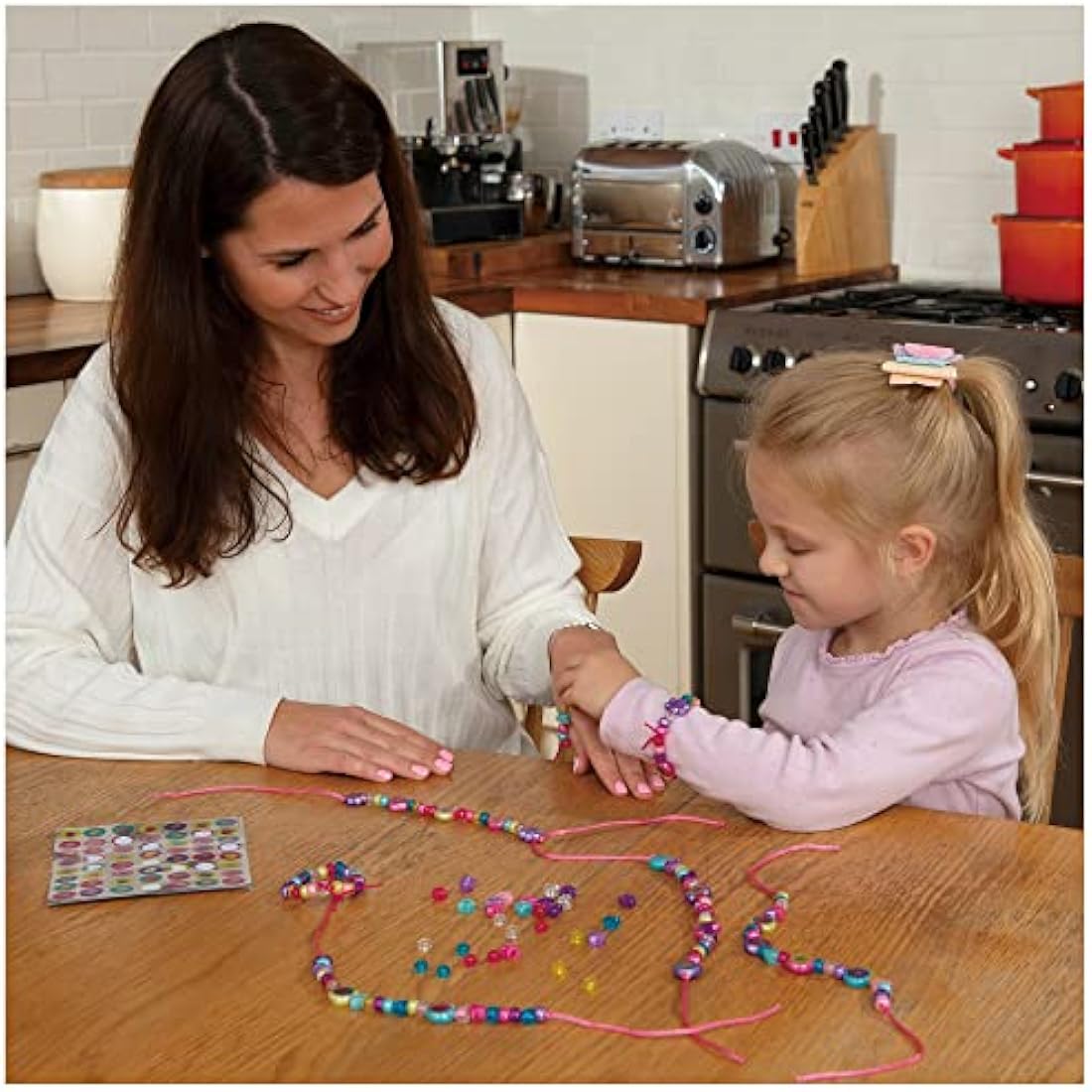 Galt Sparkle Jewellery - Childrens Necklace and Bracelet Making, Craft Kit for Kids - Fun Activity Pack with Colourful Beads and Stickers, Encourages Creativity and Motor Skills - Ages 5 Years Plus
