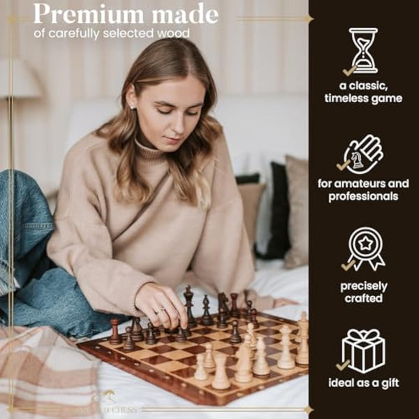 Classic STAUNTON Chess Set NO.6 | Master of Chess Wooden Chess Set | Handmade Tournament Chess Set Without Chess Table - Wooden Chess Pieces Only