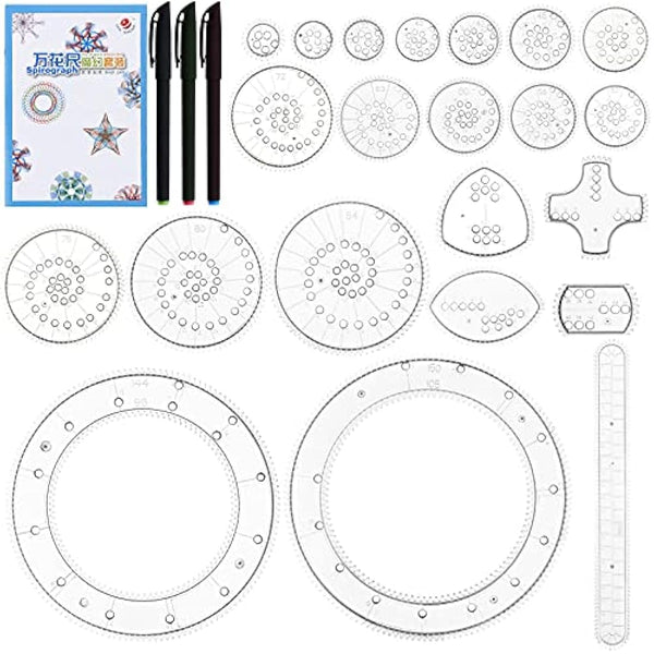Gobesty Spirograph Deluxe Drawing Set with 28 Accessories, Geometric Ruler, Art Design Set for Kids and Adults