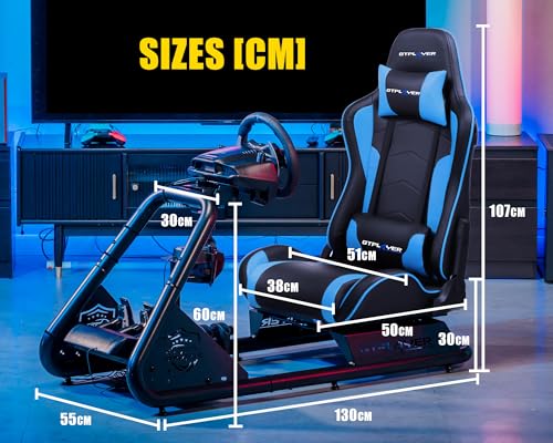 GTPLAYER Racing Simulator Cockpit with Seat, Sim Racing Cockpit Multi-function Adjustable Gaming Wheel Stand for G25 G27 G29 G920 G923 T300 PS5 PS4 Xbox, Without Wheel, Shifter & Pedals