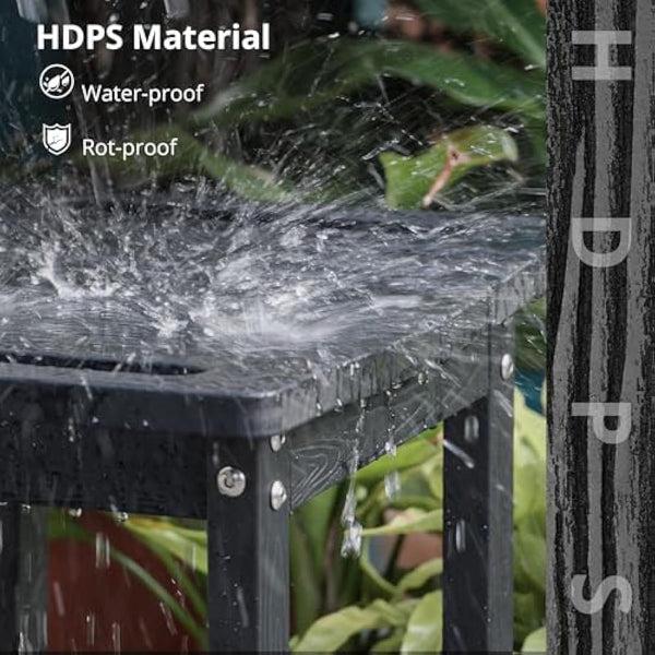 LUE BONA HDPS Shower Benches,Shower Stool for Shaving Legs with Shelf,Waterproof Bath Chair Seat for Bathroom,Weather Resistant/Non-Slip/Handles/Indoor or Outdoor Use,Black