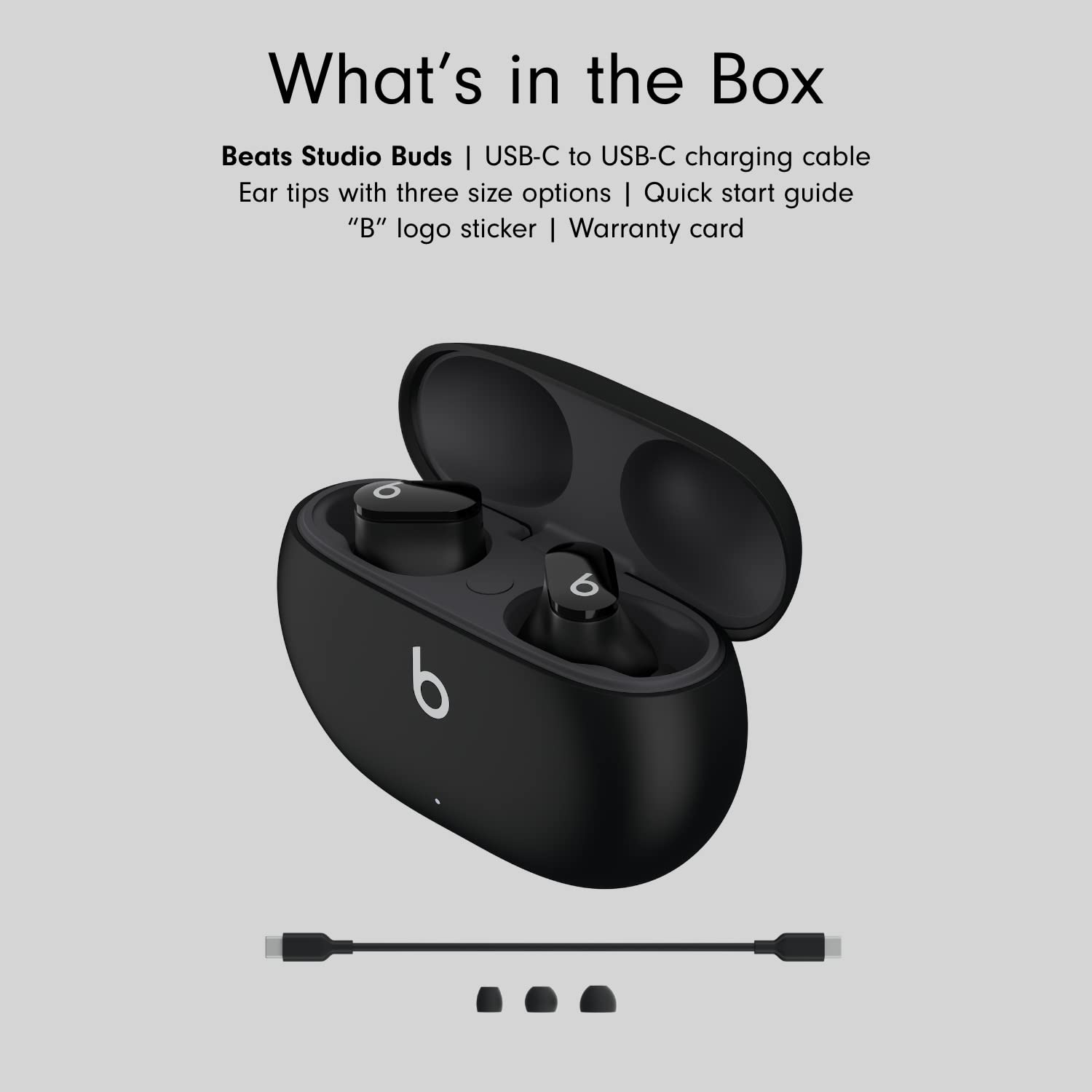 Beats Studio Buds – True Wireless Noise Cancelling Earbuds – IPX4 rating, Sweat Resistant Earphones, Compatible with Apple & Android, Class 1 Bluetooth, Built-in Microphone – Black