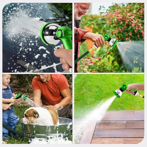 Expandable Garden Hose Pipe, Upgraded 3-Layer Latex No-Kink Flexible Water Hose, 3/4"&1/2" Metal Connectors, 10 Function Spray Nozzle 50FT