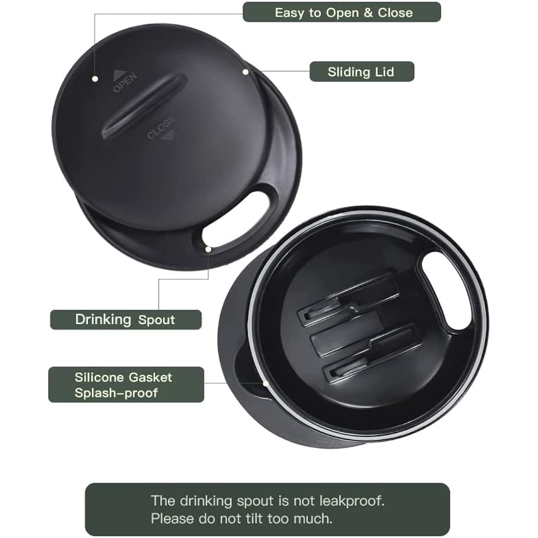 Ideus Coffee Mug 470ml (16oz), Double Wall Vacuum Insulated Stainless Steel Coffee & Tea Cup w/Non-Slip Handle & Slider Module Lid & Large Volume (Light Blue)