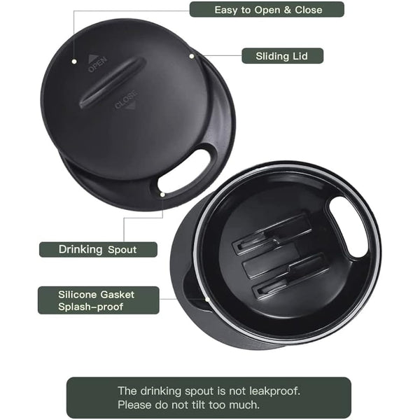 Ideus Coffee Mug 470ml (16oz), Double Wall Vacuum Insulated Stainless Steel Coffee & Tea Cup w/Non-Slip Handle & Slider Module Lid & Large Volume (Light Blue)