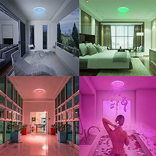 Horevo Bathroom Ceiling Light with Bluetooth Speaker and Remote Control Waterproof IP65, RGB Colour Change, 11 inch 18W Daylight Flush Mount Ceiling Lamp for Bathroom, Kitchen, Bedroom
