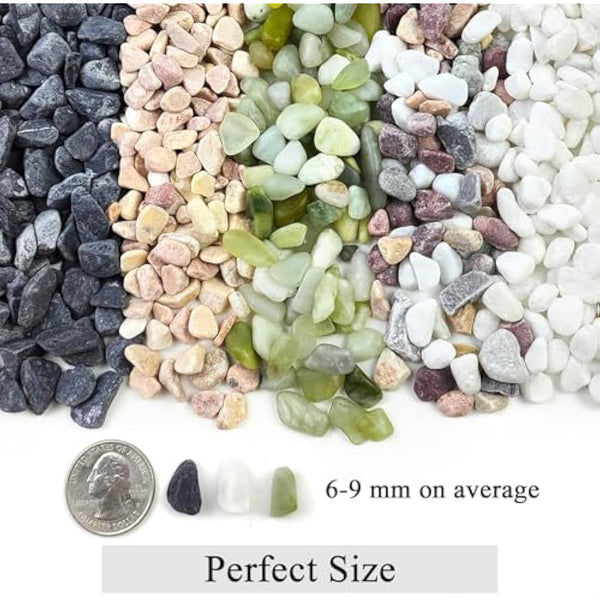 FANTIAN 2lbs Natural White Gravel Pebbles for Garden, 6-9 mm White Stones for Garden Fish Tank Gravel Aquarium Succulent Cactus Vase Landscaping and Outdoor Decorative Stones