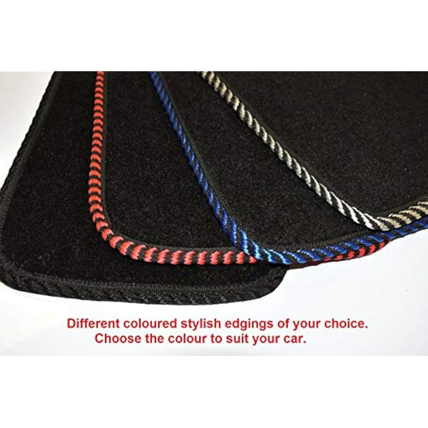 Lusso Floor Carpet Mats for Car | Tailored/Compatible to Fit Ford Kuga 2008 to 2012 | with unique logos Carpet | Front & Rear with Heel Pad | 4-Piece Set (Red edging)