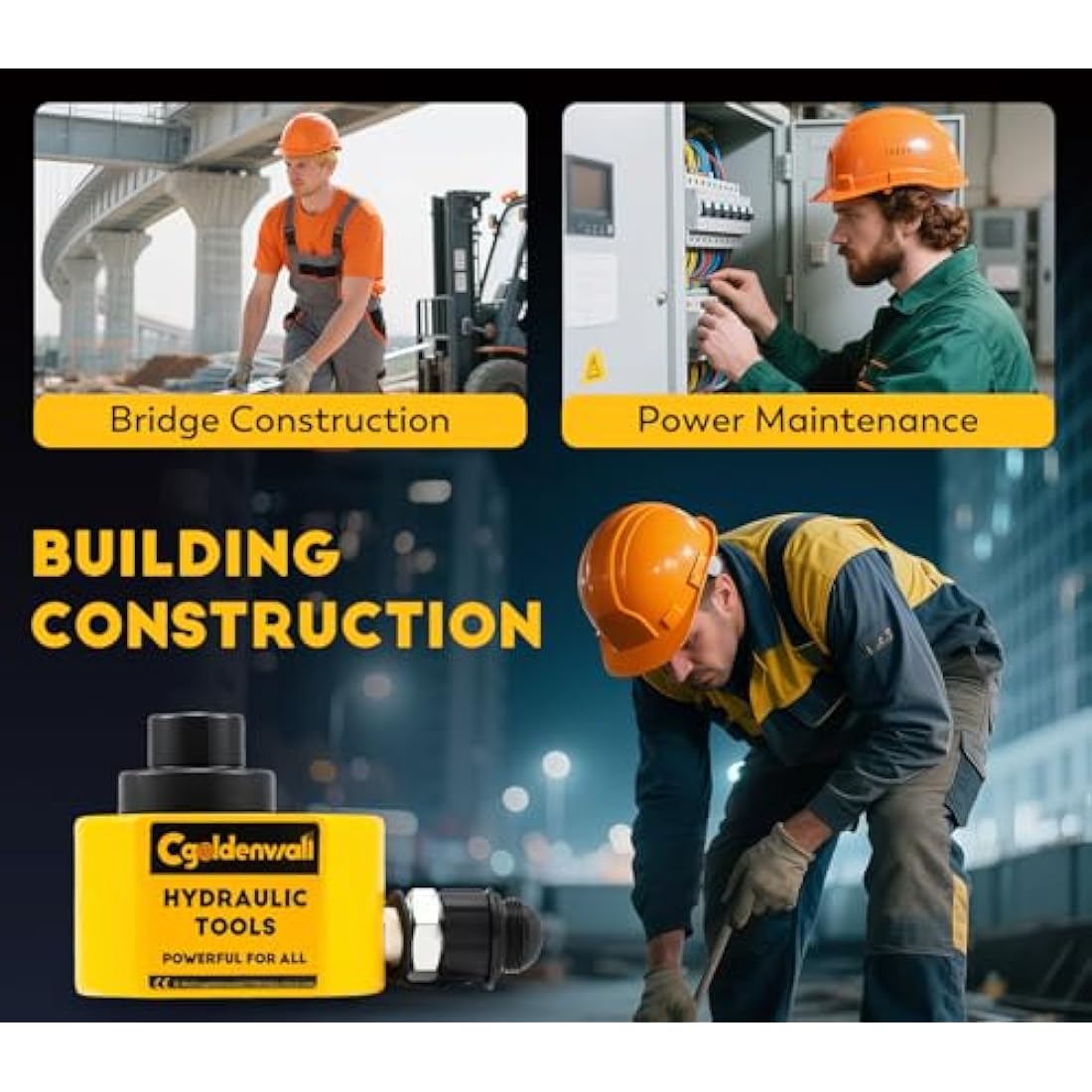 CGOLDENWALL Hydraulic Cylinder Ram 20T, Stroke 30mm, Body Height 57mm, Effective Area 11.3cm², for Bridges/Building/Machinery Industries (DFPY-20T)