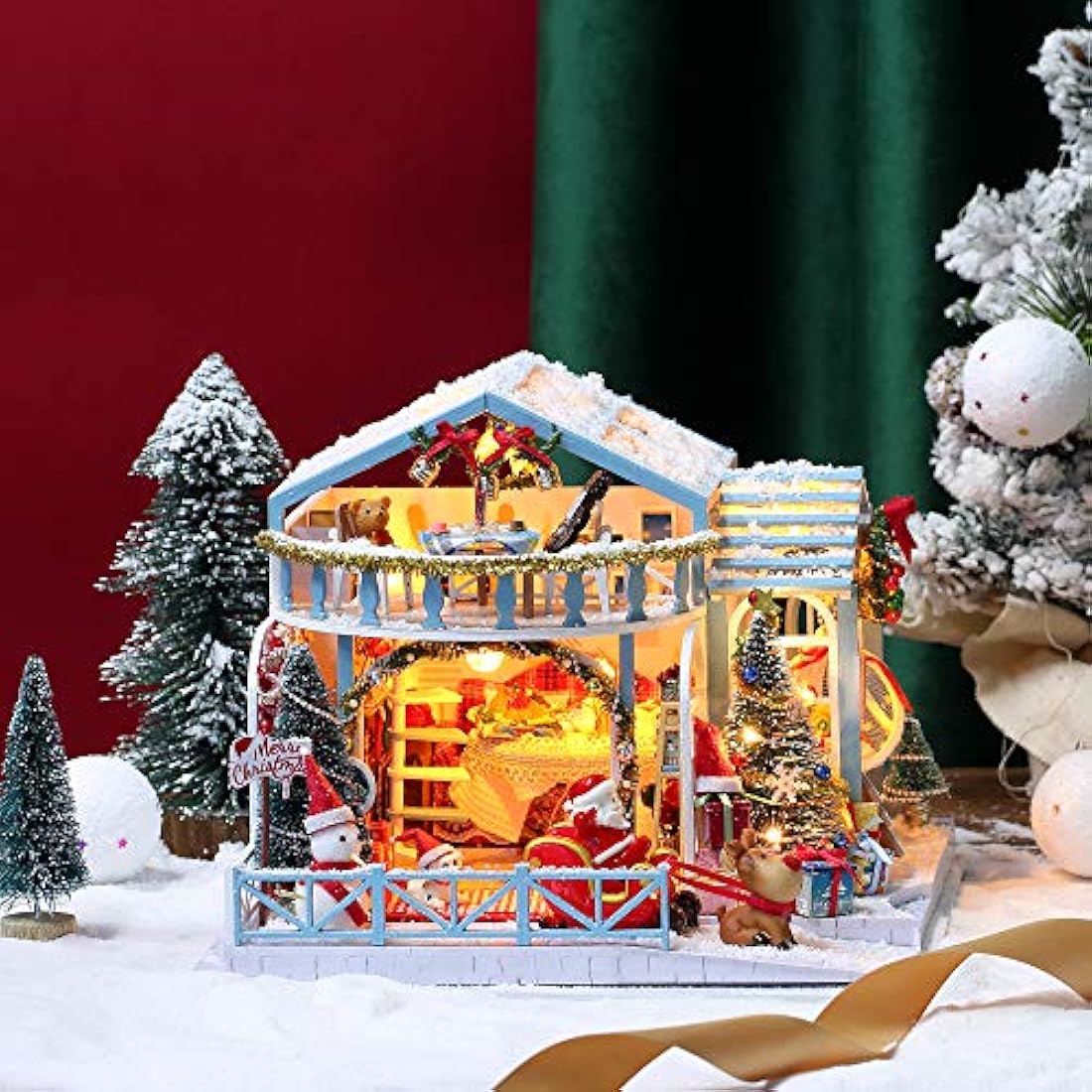 GuDoQi DIY Miniature House Kit with Music, Wooden Dollhouse with LED Light, Mini House Model to Build for Adults, Great Handmade Crafts Gift Idea for Christmas