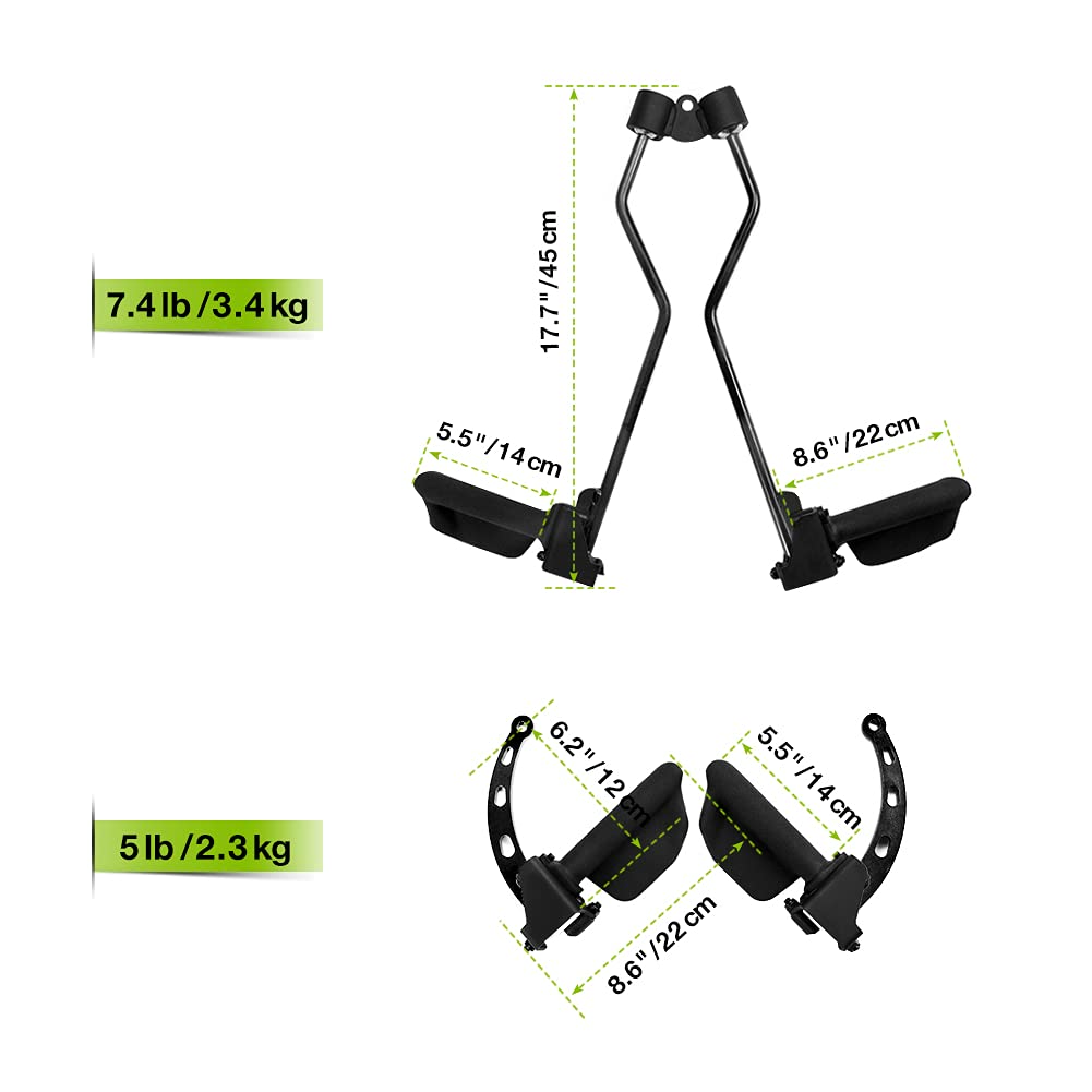 SevnElk Cable Machine Attachment Handles(pair),Heavy Duty Steel Exercise Handles Grips for Tricep Rowing LAT Pulldown Press Down T Bar Home Gym