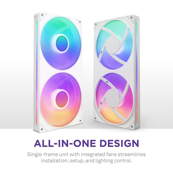 NZXT F420 RGB Core - 420mm Single-Frame Fan Unit with 3 x 140mm RGB Fans - Speed & Lighting Control - High Static Pressure & Airflow - Fluid Dynamic Bearings - 8 aRGB LEDs Per Fan - White