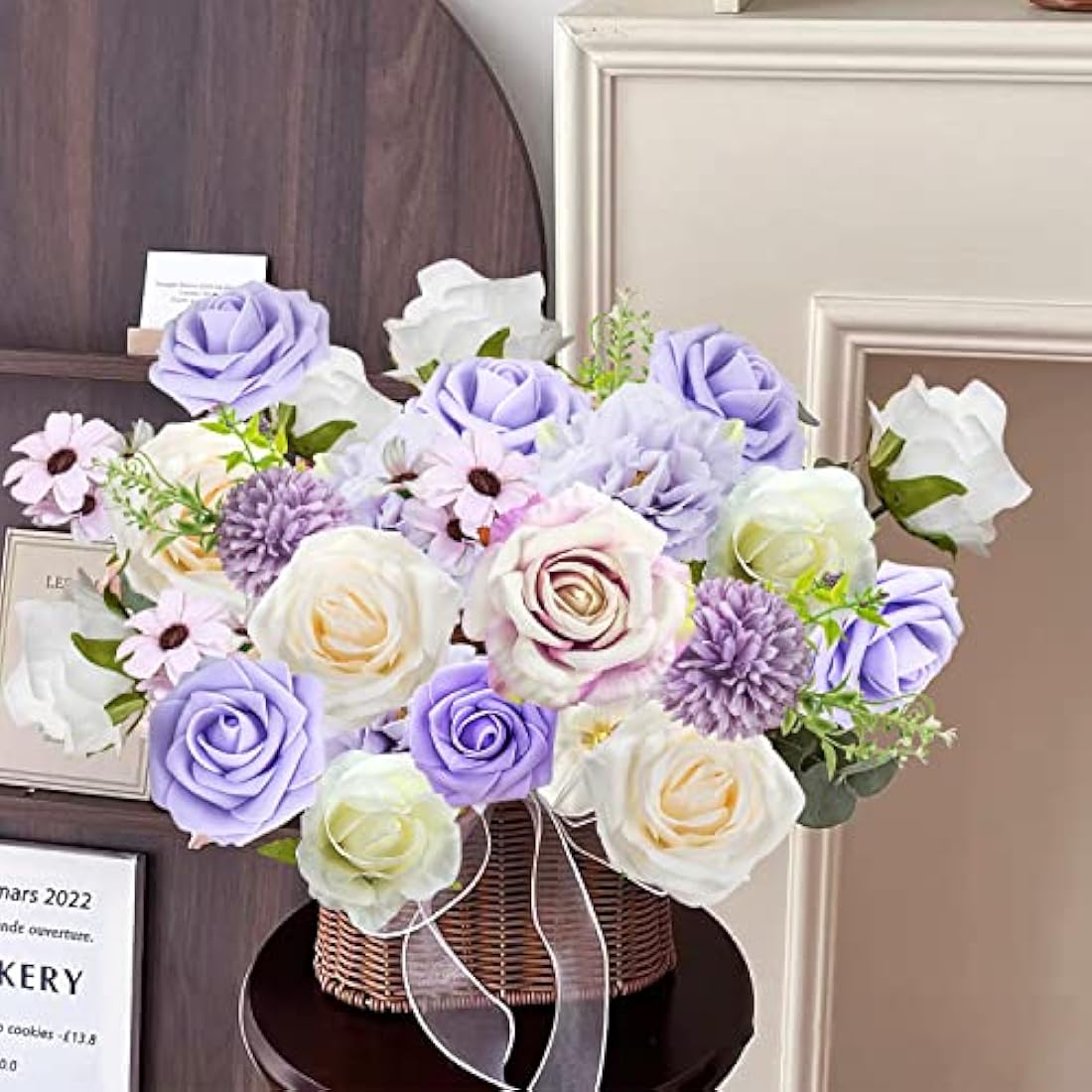Jubor Artificial Flowers Purple, Dusty Rose Artificial Silk Flowers for DIY Wedding Bridal Bouquets Centerpieces Arrangements Baby Shower Party Home Decorations