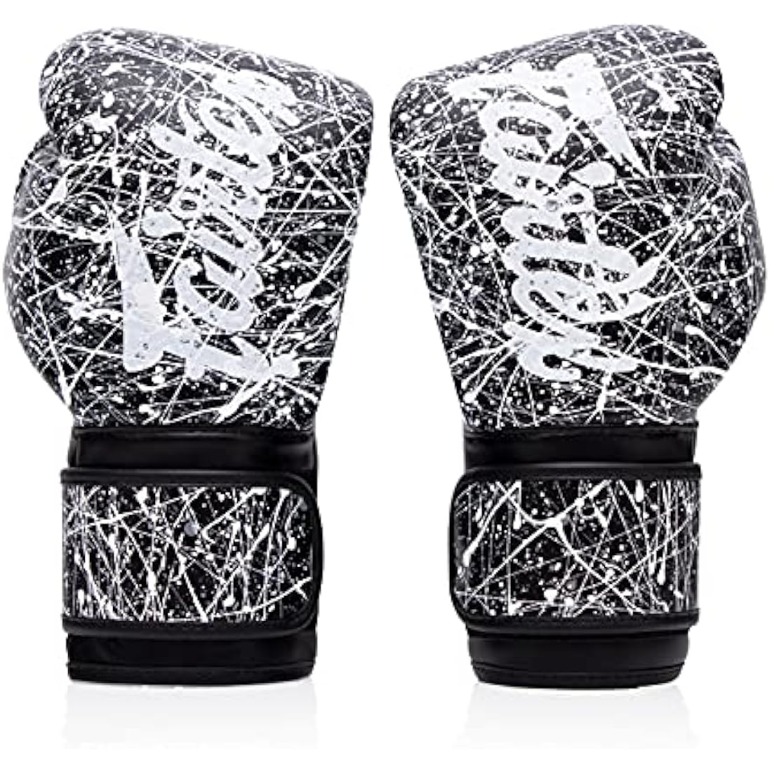 Fairtex Microfibre Boxing Gloves Muay Thai Boxing (BGV14PT - Black/White, 12 oz)