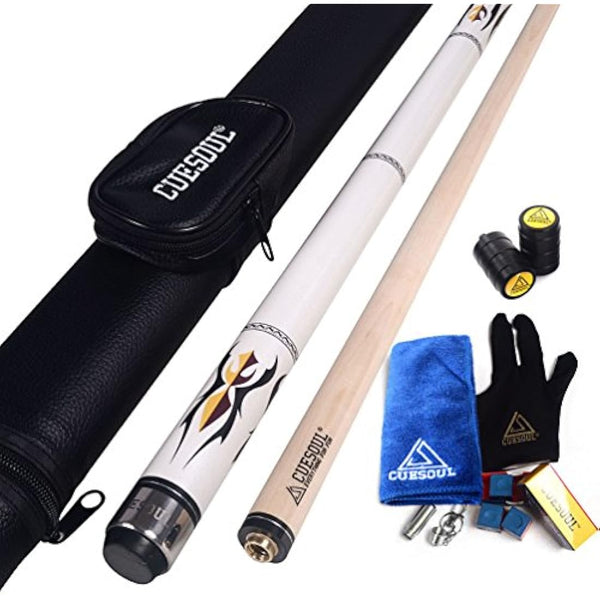 CUESOUL 58 Inches 19oz Joint Pool Cue Stick Billiards Premium Canadian Maple Pool Cue, Multi-layered Tip, 11.5/12.75mm Billiards Pool Cue Set Accessories