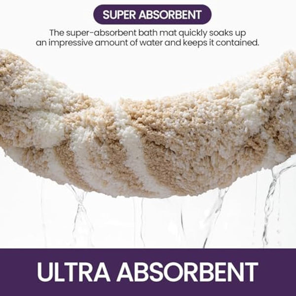 DEXI Bath Mat 61 x 92 cm, Washable Bathroom Mats with Non Slip Backing, Quick Dry Absorbent Large Floor Rugs, Beige