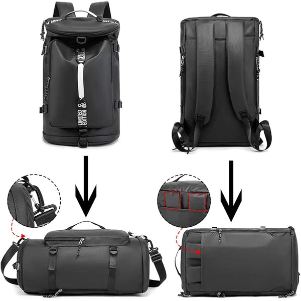 FUNYAGO Gym Backpack Hiking Duffle Bag Woman Man 40L Large Waterproof Backpack Suitable for Hiking, Travel, Black, 大号, Outdoor Cross-country