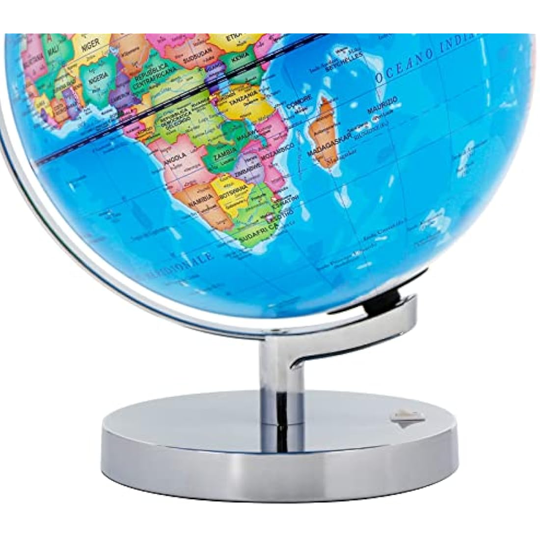EXERZ 23 cm illuminate globe metal base - Italian Map - student globe with wire-free LED lighting, political map (time of day), constellation stars (night)