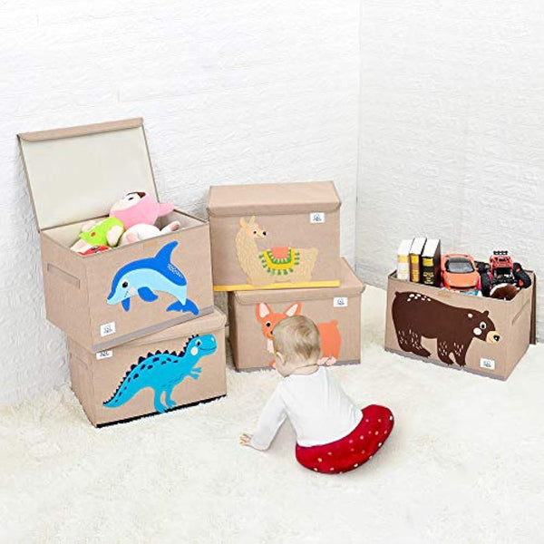 CLCROBD Foldable Kids Large Toy Chest with Flip-Top Lid, Collapsible Fabric Animal Toy Storage Organizer/Bin/Box/Basket/Trunk for Toddler, Children and Baby Nursery (Elephant)