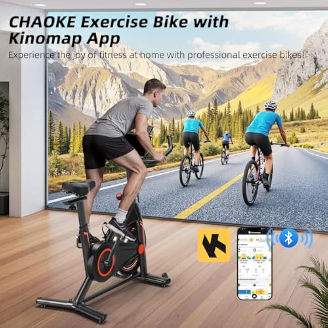 CHAOKE Exercise Bike Indoor Cycling, Stationary Bike 360LBS Capacity, Fully Adjustable Magnetic Resistance Silent Fitness Bike, Comfortable Seat, Tablet Holder for Home Gym Cardio Workout Training