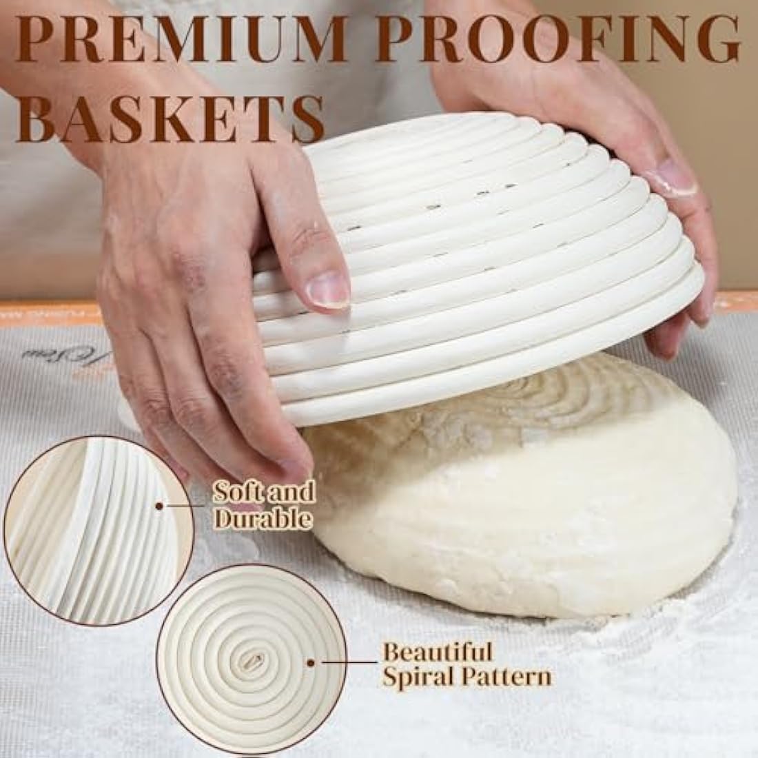 Sopito Sourdough Starter Kit, 9" Round & 10" Oval Banneton Proofing Basket Set with Bread Lame, Dough Whisk, Cloth Liners & Storage Bag, Bakery-Grade Sourdough Prooving Basket