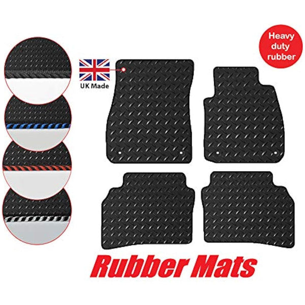 Lusso Floor Carpet Mats for Car | Tailored/Compatible to Vauxhall Insignia 2017 Onwards | Heavy Duty 3mm Rubber Car Mats | 4 - Piece Set (Black Edging)