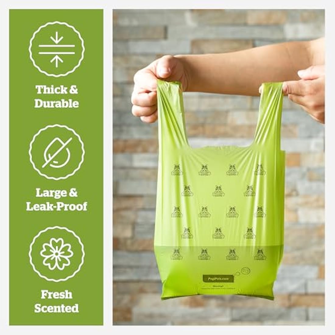 Pogi’s Dog Poo Bags with Handles – Extra Thick, Leak-Proof, Large, Fresh Scented, 900-Count