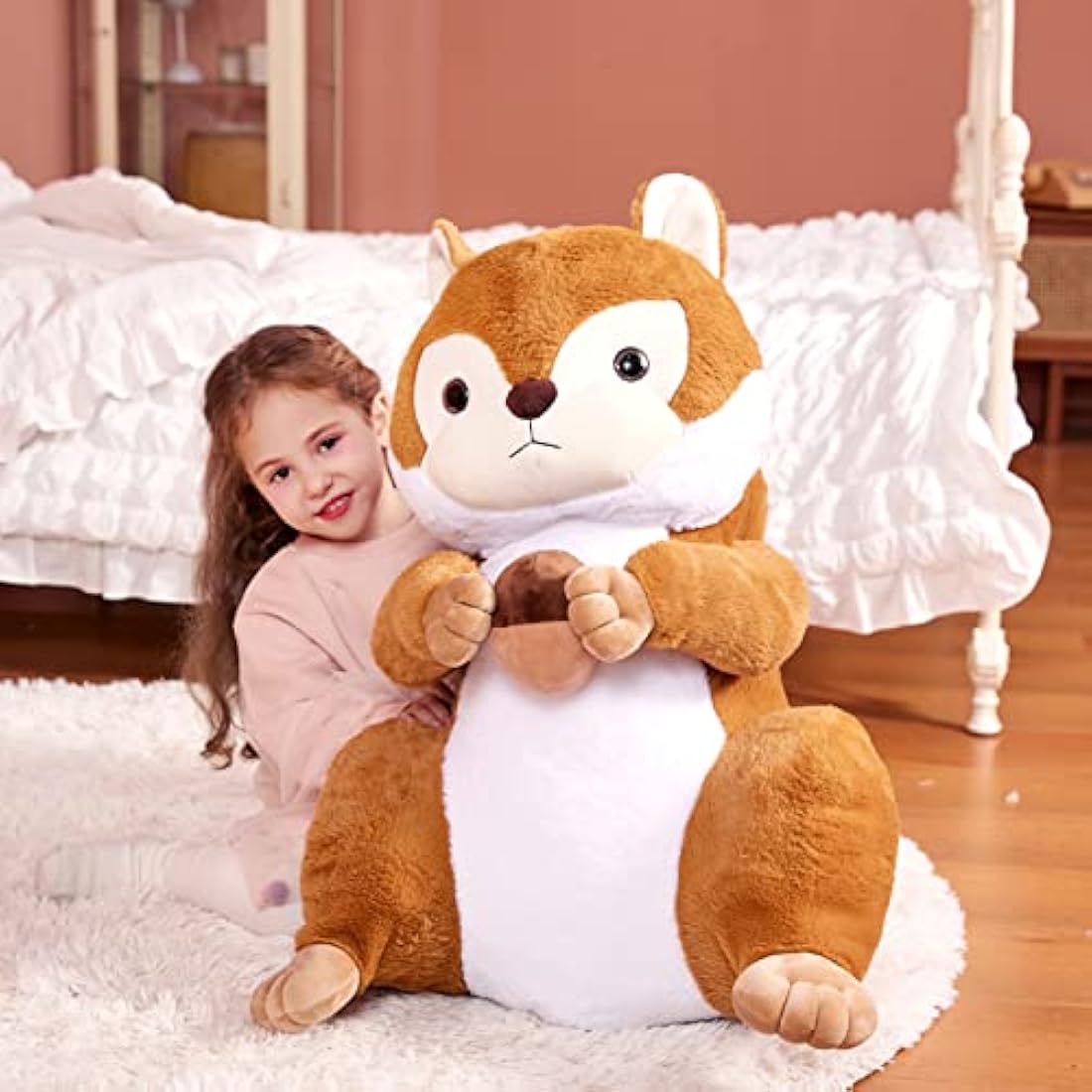 IKASA Giant Squirrel Stuffed Animal Plush Toy,60cm Large Cute Jumbo Soft Toys,Huge Big Size Fluffy Plushy Fat Gigantic Plushie,Gifts for Kids
