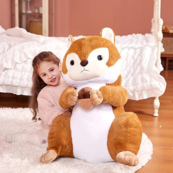 IKASA Giant Squirrel Stuffed Animal Plush Toy,60cm Large Cute Jumbo Soft Toys,Huge Big Size Fluffy Plushy Fat Gigantic Plushie,Gifts for Kids