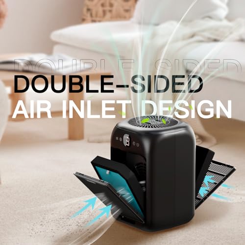 Air Purifier for Home, Portable Air Purifiers with 3-Stage HEPA Filter, Fragrance Sponges, Up to 908 Sq Ft, Sleep Mode, Double Sided Air Inlet for