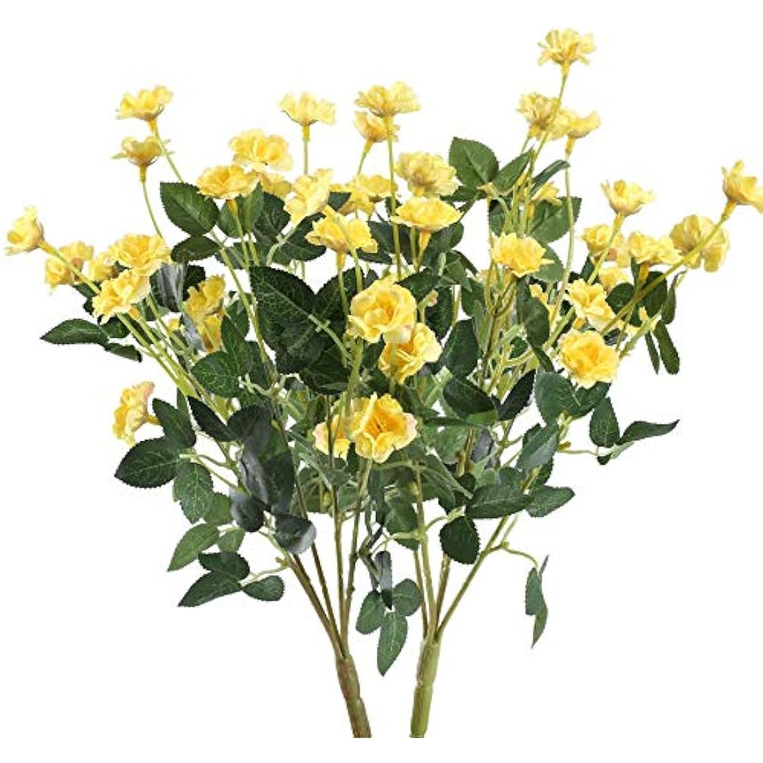 ICEBLUEOR 2PCS Silk Rose Bush in Yellow Artificial Flower Fake Rose Bouquets Vase Decoration Flowers for Home, Party Venue, Table Centerpieces, Backdrops