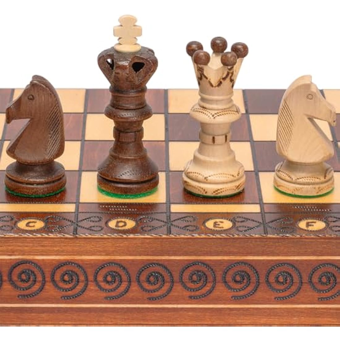 Husaria European International Wooden Chess Game Set, "Ambassador" - 55 centimeters - Large-Size Chess Set with Handcrafted Chessmen and Felted Folding Board