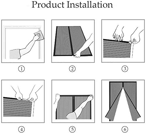 EXTSUD Magnetic Fly Screen Door Keep Insects Out Mosquito Door Screen Easy to Install without Drilling Top-to-Bottom Seal Automatically for Balcony Sliding Living Room Children's Room, 90x210 cm