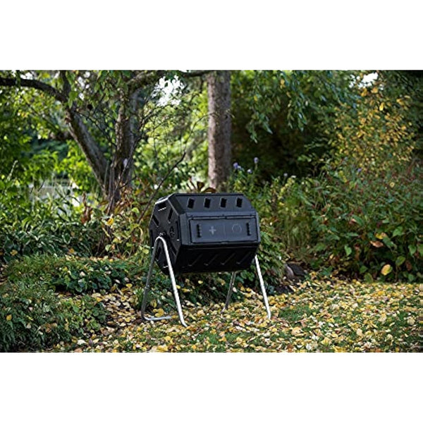 FCMP Outdoor IM4000 Double Chamber Tumbling Composter (Black), 37 gallon