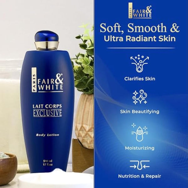 Fair & White Exclusive, Brightening Lotion | 17 Fl oz / 500 ml | For Women and Men