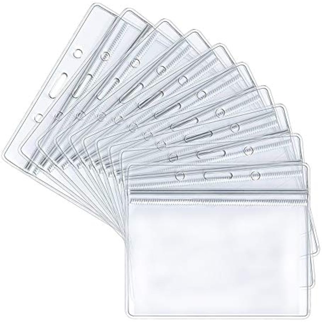 40 PCS Plastic Card Holder, Transparent Clear Horizontal Waterproof Name Tag Badge ID Card Holders ID Badge Card Plastic Wallets Pocket Holder Double Sided Badge Holders Lanyard Card Holder