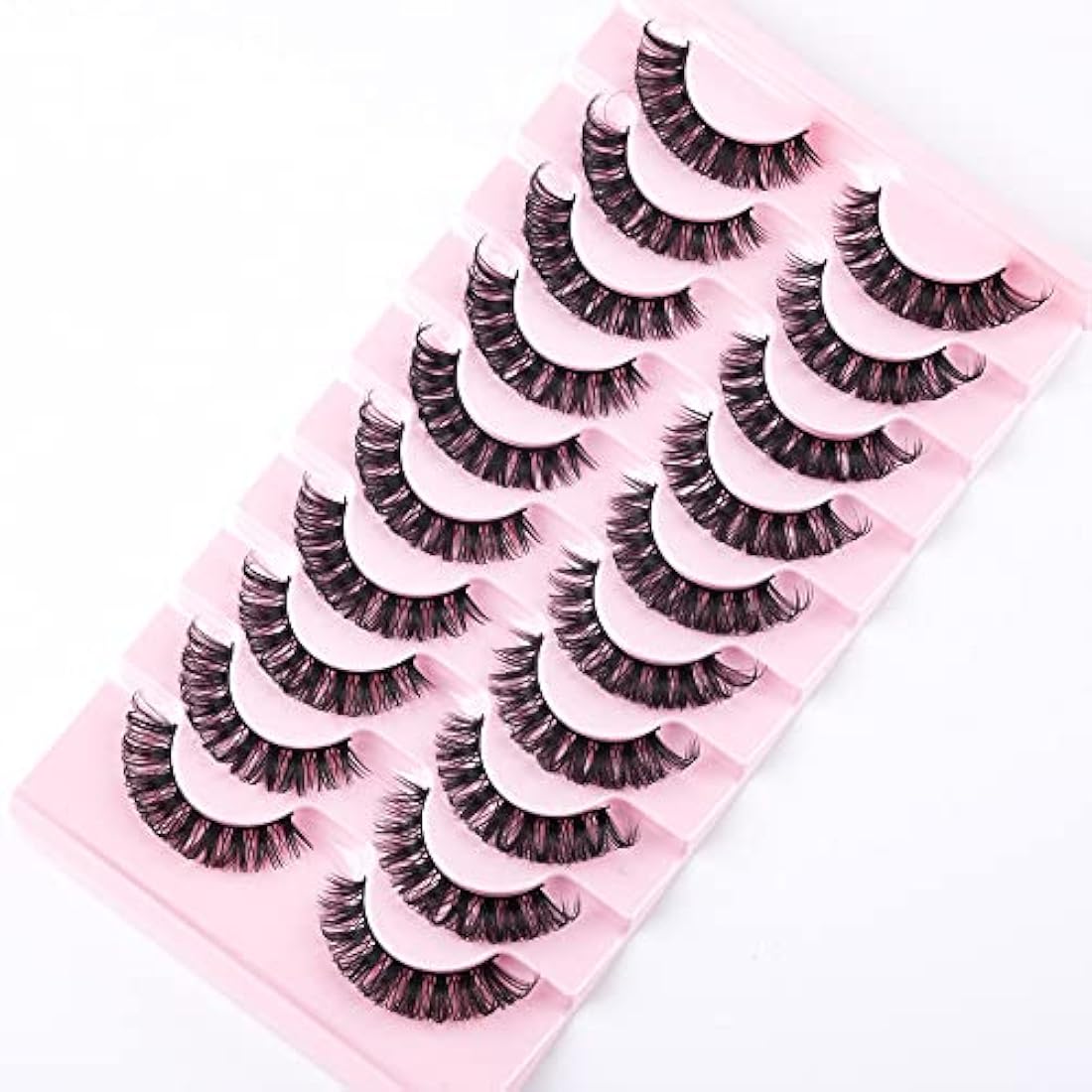 False Eyelashes Russian Strip Lashes Natural Fluffy Wispy D Curly 10 Pairs Reusable Fake Eyelashes Faux Mink Lashes Thick Short Soft Eyes Lash