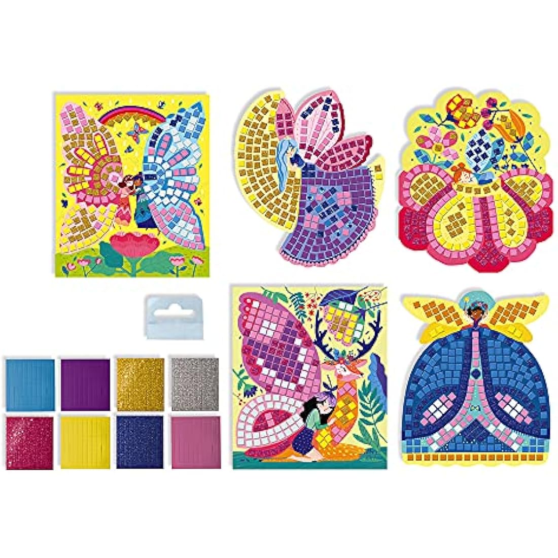 Janod - Fairies Foam Mosaics Box - Les Ateliers du Calme - Creative Leisure Kit for Children - Fine Motor Skills and Concentration Learning - from 5 Years, J07960