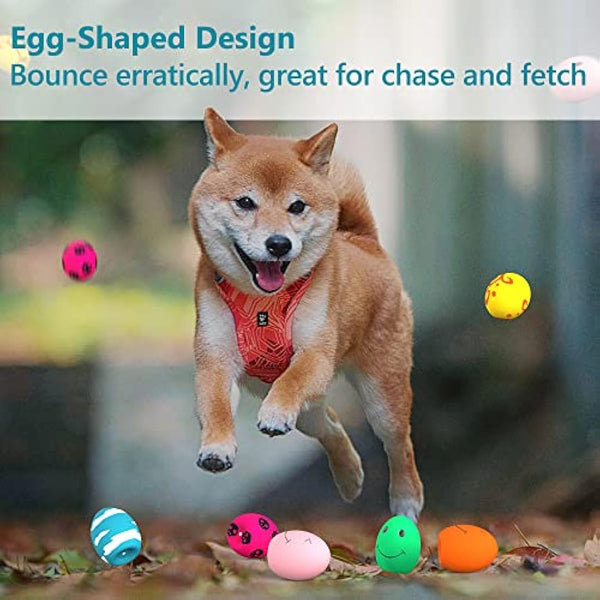 Dog Squeaky Toy, 3 PCS Latex Bouncy Egg Balls with Squeaker for Puppy Small Pet Dogs, Soft Rubber Sound Toys for Interactive Fetch Play (3 Pack - B)