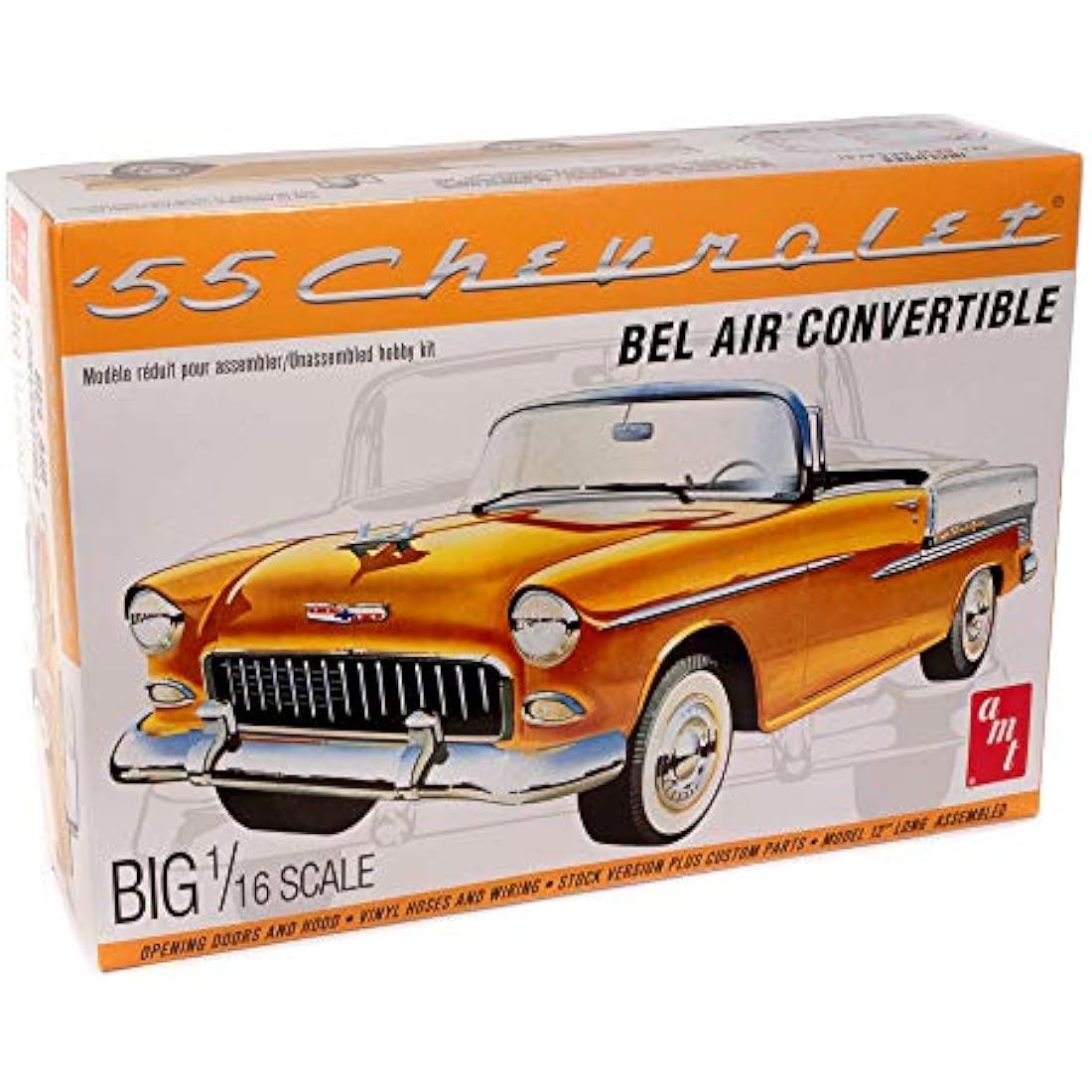 AMT AMT1134/06 1/16 1955 Chevy Bel Air Convertible Model Kit, Various