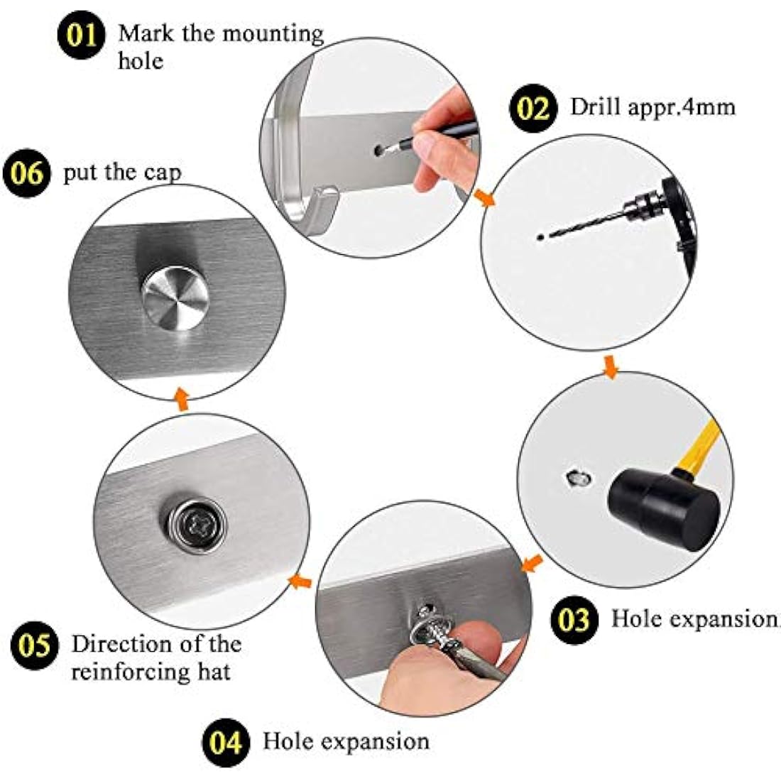 Dripex Coat Hook Rack Wall Mounted 304 Stainless Steel Hanger Heavy Duty Clothes Hat Holder (6 Hooks - 2 Pack)