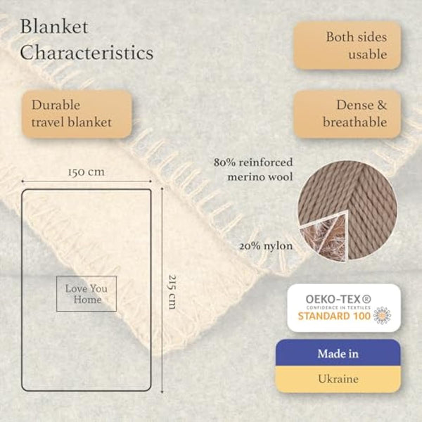 LYHome Travel Blanket - Extra Warm Picnic Throw, Bed Camping Outdoor Wool Blankets, Cozy Soft Throws, Military Army and Garden Outside Use (59x84 in | 150x215 cm | Mustard - Olive Green Double-sided)