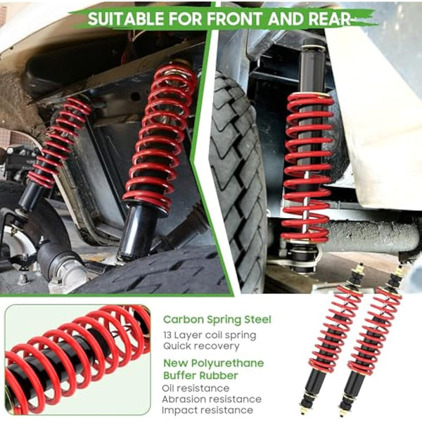 10L0L Golf Cart Front Rear Shock Absorber Set Coil Over Heavy Duty Shock Absorber Bolt Fits EZGO Medalist/TXT 1994+ Newer Gas or Electric, Replaces Part 70928-G01 76418-G01 (2 Pack)