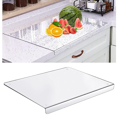 Acrylic Cutting Board, 5 mm Chopping Board With Stop Edge, 60 cm x 45 cm, Clear for Kitchen Counter, Non-Slip Transparent With Lip