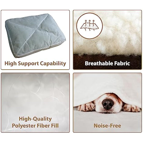 Ellie-Bo Large Dog Bed for 36-inch Dog Cage/Crate - Brown Faux Suede/Sheepskin