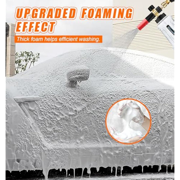 Foam Cannon Compatible with 1/4 Quick Release Pressure Washer, 1L Adjustable Snow Foam Lance Soap Dispenser with New Generation Adjustable Spray Nozzle (Black & Red)